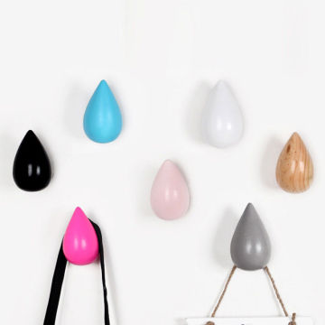 Modern Water Drop Hooks Wooden Wall Hangers Home Decor Creative Closet Holder Hooks Rails