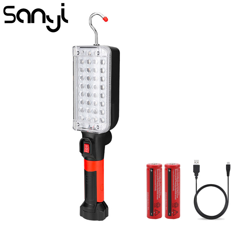 SANYI USB Rechargeable 2*18650 Battery Portable Light 3800 LM Flashlight 2 Modes Working Camping Lamp Torch