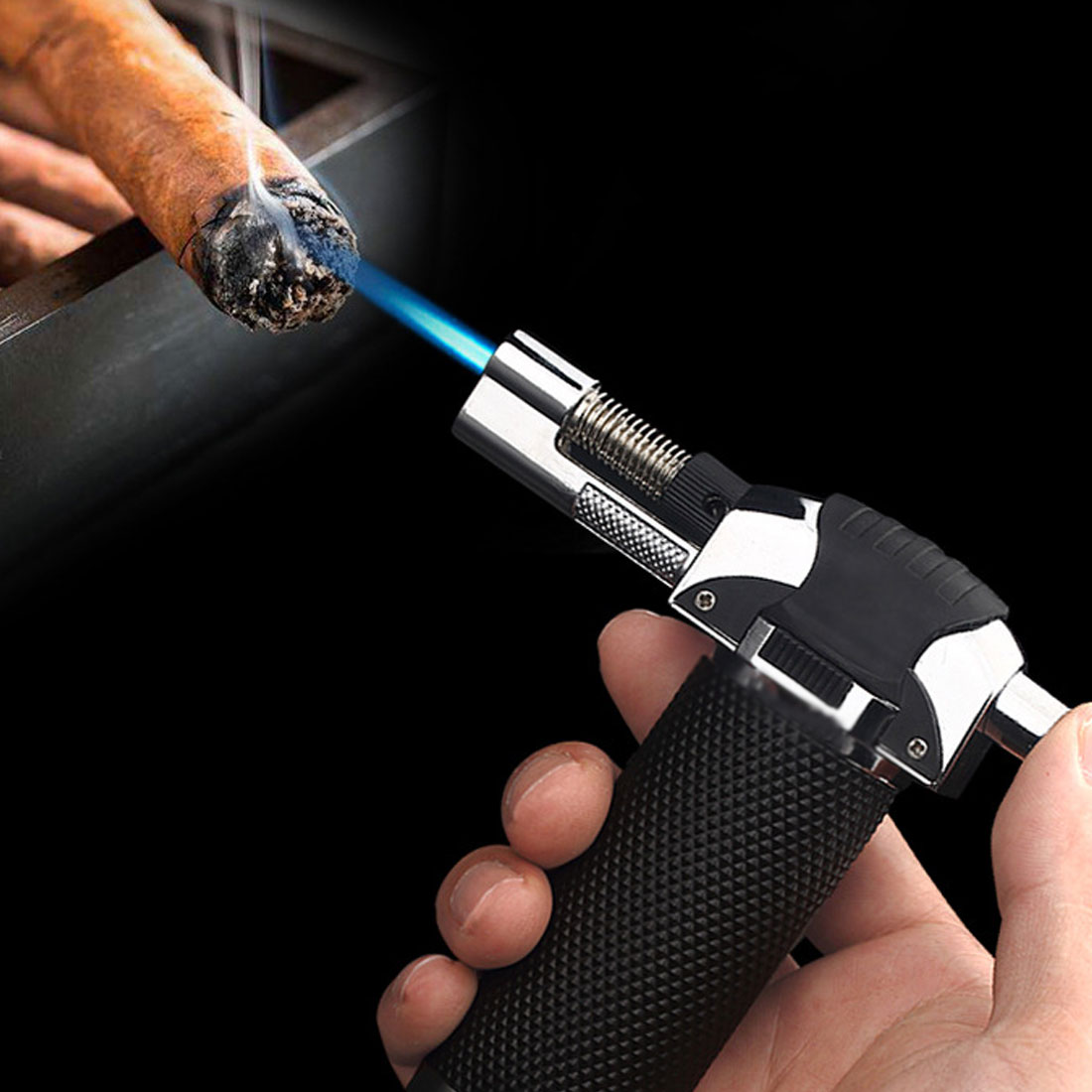 BBQ Brazing Gas Torch Gas Adjustable Flame Inflated Flame Gun Butane Lighter Burning Electricity Ignite Welding Outdoor Camping
