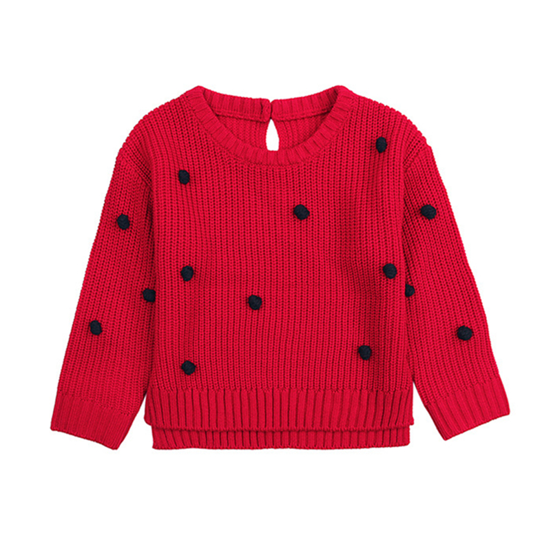 Winter Baby Girl Sweater Solid Newborn Infant Pullover Clothes Cute Girl Kids Top Longsleeve Roupas Bebe Woollen Balls Appliques