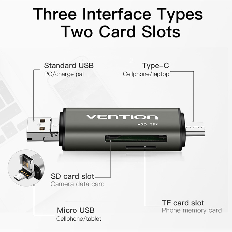 Vention All In 1 Usb 3.0 2.0 Card Reader High Speed SD TF Micro SD Card Reader Type C USB C Micro USB Memory Otg Card Reader new
