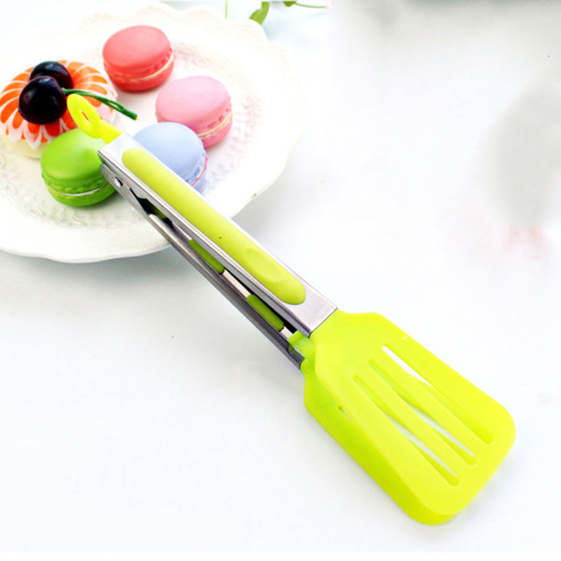 New Silicone Food Tong Stainless Steel BBQ Tong Bread Salad Barbecue Nonslip Cooking Kitchen selfservice picnic Accessories Tool