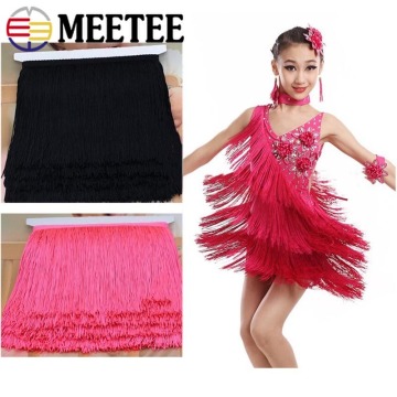 Meetee 5/10yards 15/20/30CM Latin Tassel Fringe Trim Lace Webbing Dance Dress Samba Stage Decor Polyester Clothing Ribbon AP619