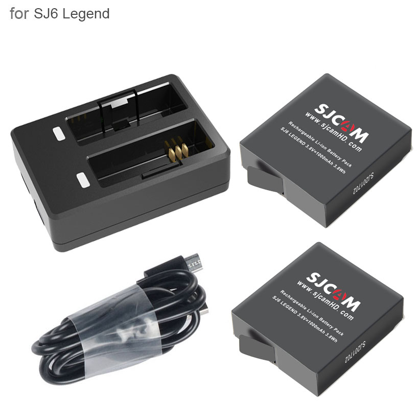 Original SJCAM SJ6 Legend Battery Accessories Dual Charger 1000mAh 3.8V Li-ion Batteries For SJCAM SJ6 Action Camera