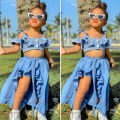 CANIS Summer 3Pcs Toddler Baby Kid Girl Summer Spaghetti Strap Polka Dots Tops+Ruffle Dress+Shorts Clothes