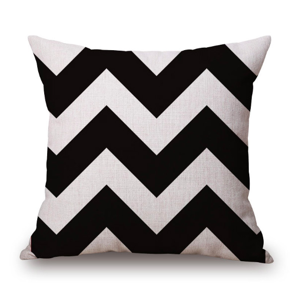 Black and White Geometry Pillowcase Cotton Linen Pillow Cover Cushion Home Decoration Family Gift 18X18''