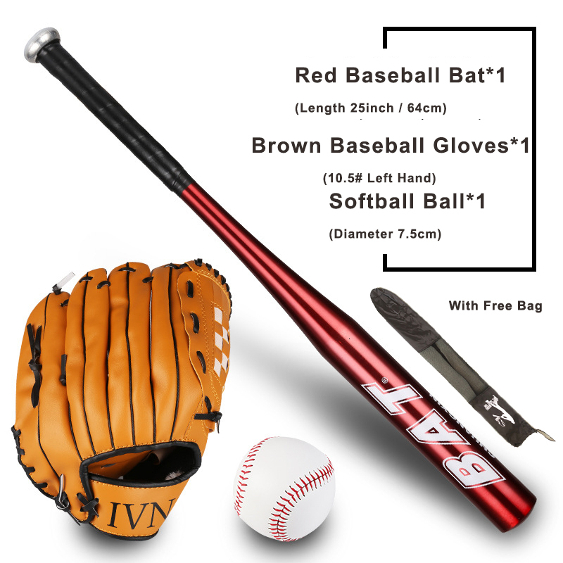 64cm Baseball Bat Kit Kids Teenager Softball Ball Baseball Gloves Baseball Set With Bag Bat Of The Bit Softball Bat 25"