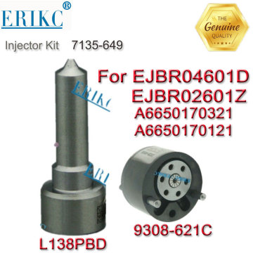 ERIKC Valve 9308-621C + Nozzle L138PBD Diesel Fuel Injector Nozzle Repair Kits 7135-649 for Fuel Injection EJBR04601D EJBR02601Z