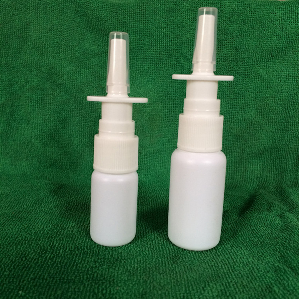 2Pcs 10ml White bottle Plastic Nasal Spray Bottles Pump Sprayer Mist Nose Spray Refillable Bottles For Medical Packaging RB25