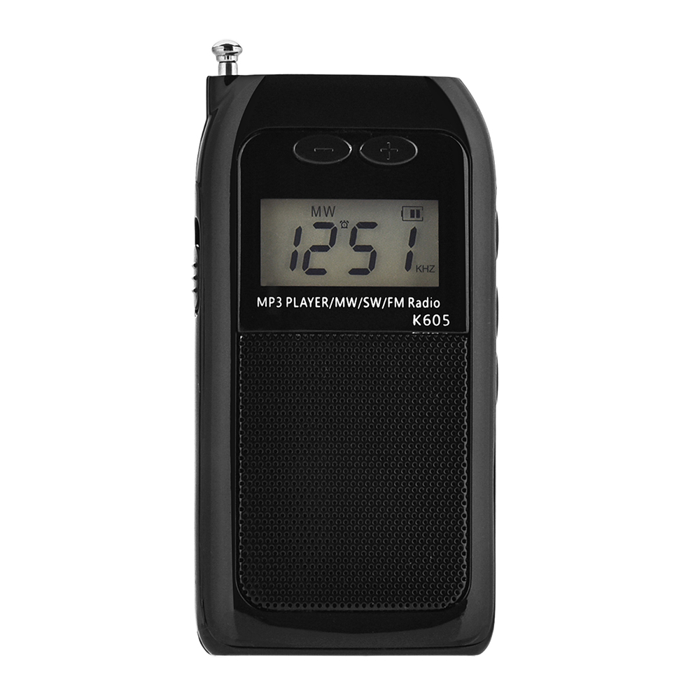 K605 Mini Pocket Radio STEREO FM AM SW MW Digital Tuning Radio Receiver MP3 Music Player Rechargeable Battery Portable Radio