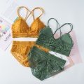 Women Lace Bra Sets Seamless Underwear Backless Vest Adjusted-straps Lingerie Floral Soft Comfortable Underwear Set