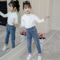 Girls Jeans Fashion Bow Jeans Girls High Waist Straight Jeans Kid Autumn Children's Jeans Pants For Girls 6 8 10 12 14 Year