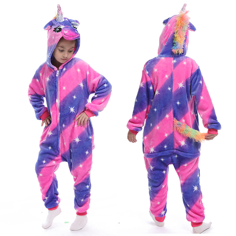 Flannel Unicorn for Kids Pajamas Boys Girls Sleepwear Children Panda Jumpsuit Kids oneises for Licorne Jumpsuit
