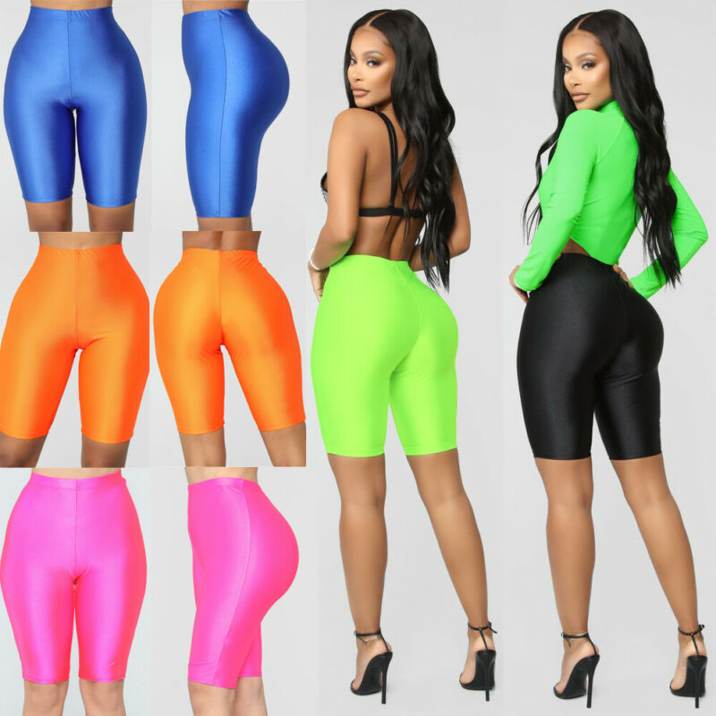 High Waist Sports Shorts Women Biker Shorts Summer Casual Sexy Skinny Fitness Solid Bodycon Cycling Slim Bottoms