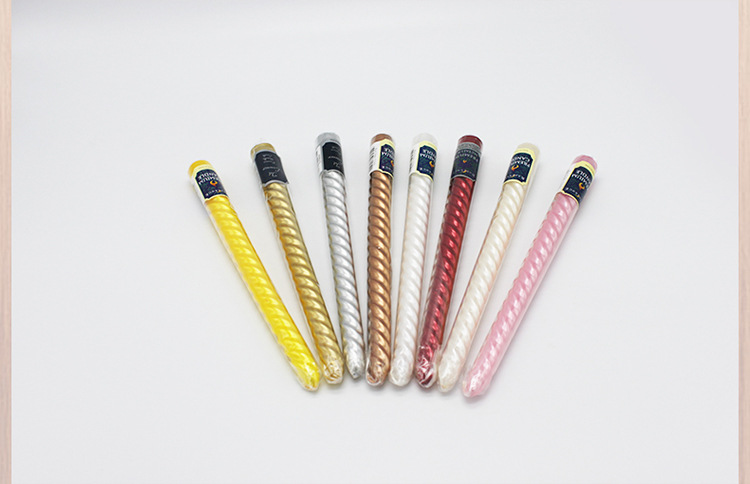 European Long Rod Art Paraffin Wax Stick-shaped Threaded Candle Multi-color Wedding Birthday Party Smokeless for Candlestick