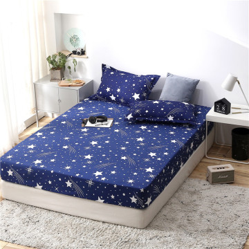 Bed Sheet Stars Printed Fitted Sheet With Pillowcase Anti-skid Bed Linen Polyester Queen Size Mattress Cover With Elastic Band