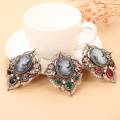 Kinel Hot Black Stone Brooch Pin for Women Relief Head Rhinestone Retro Broches Brooches Boho Ethnic Jewelry Wholesale