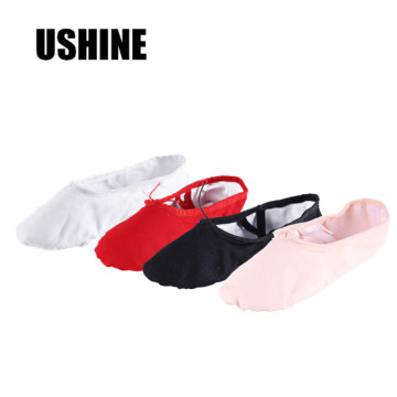 USHINE Black Red Pink White Canvas Flat Yoga Teacher Gymnastic Ballet Dance Shoes Kids Ballet for Girls Women