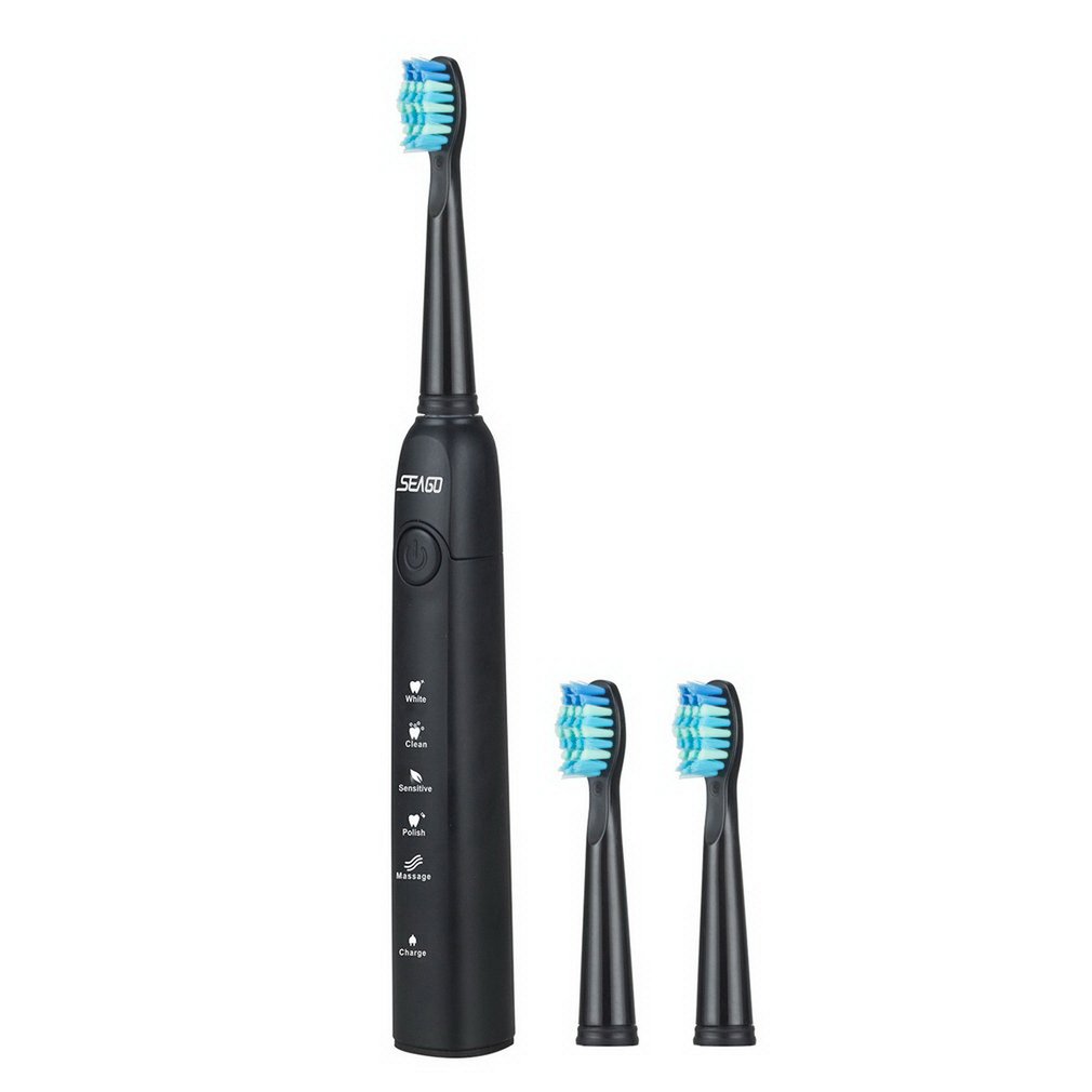 SEAGO Sonic Electric Toothbrush Rechargeable Adult Sonic Toothbrush 4 Mode Travel Toothbrush with 3 Brush Head Gift Drop ship