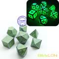 Bescon Super Glow in the Dark Metal Polyhedral D&D Dice Set of 7 Luminous Metallic RPG Role Playing Game Dice 7pcs Set D4-D20