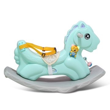 Baby Rocking Horse with Wheel Multi-functional Indoor Rocking Chair Kids Trojan Baby Walker Balance Ride on Animal Toys Gift