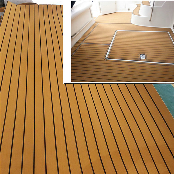 240cmx90cmx5.5mm Self-Adhesive Teak Decking EVA Foam Marine Flooring Faux Grey Lines EVA Foam Boat Decking Sheet Accessories