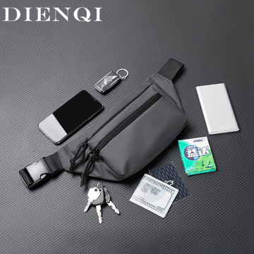 DIENQI Waterproof Man Waist Bag Fanny Pack Fashion Chest Pack Outdoor Travel Phone Belt Purse Large Capacity Male Hip Pack Pouch