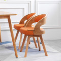 Nordic Dining Chair Solid Wood Dining Chair Rotatable Ins Home Leather Chairs Backrest Modern Minimalist Leisure Dining Chair