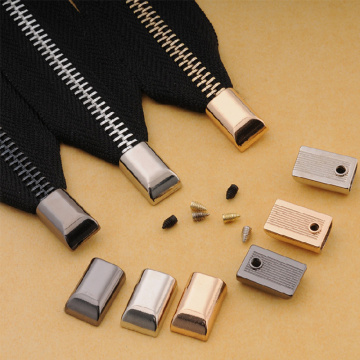 10Pcs Hardware Zipper Tails Stoppers Metal Zipper Tail Plug Head With Screw DIY Bag Leather Hardware Leather Craft Sewing