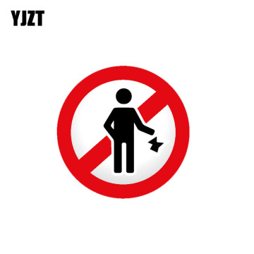 YJZT 10.3CM*10.3CM Warning Car Sticker Ban Stop Sign No Rubbish PVC Decal 12-1444