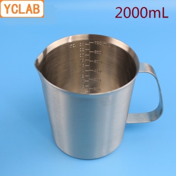 YCLAB 2000mL 304 Stainless Steel Measuring Cup 2L Beaker with Graduation Laboratory Kitchen Latte Art Coffe Cup