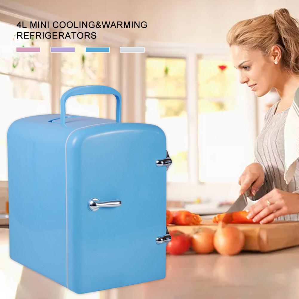 Summer Must-have!Mini Fridge 4L 12V 42W Food cosmetics refrigerator for travel home office Car Small Refrigerator Easy carry