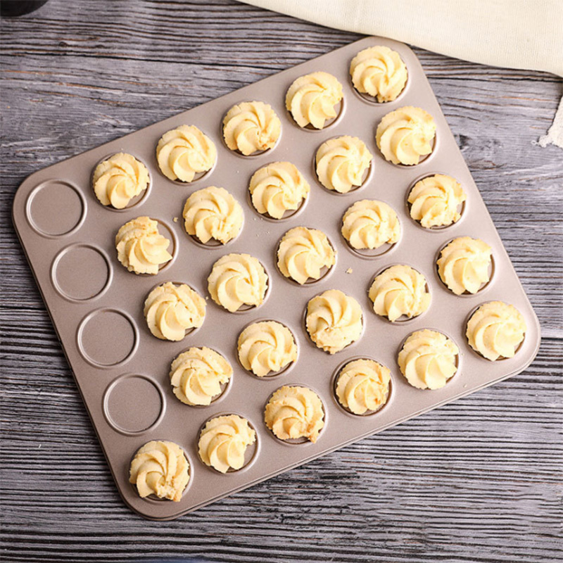 15/30/35 Hole Carbon Steel Macaron Bakeware Non-stick Round DIY Cake Dessert Oven Liner Golden Baking Mat Kitchen Tools