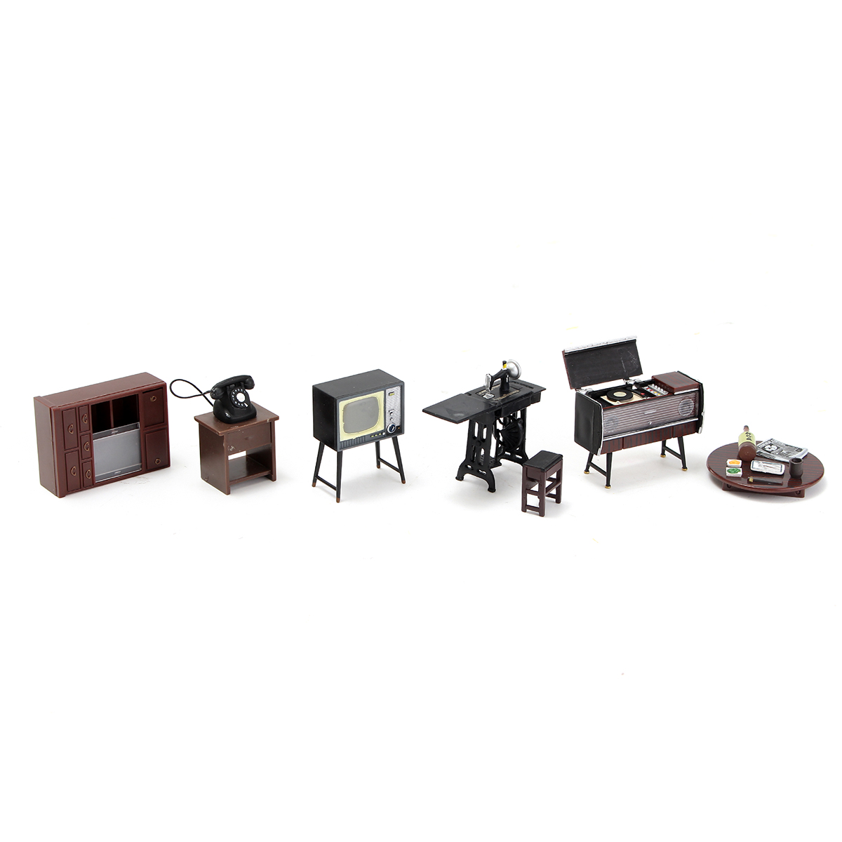 7pcs/set Wooden DIY 1:12 Simulation Miniature Dollhouse Furniture Mini Furniture Set For Children Dolls house Accessories