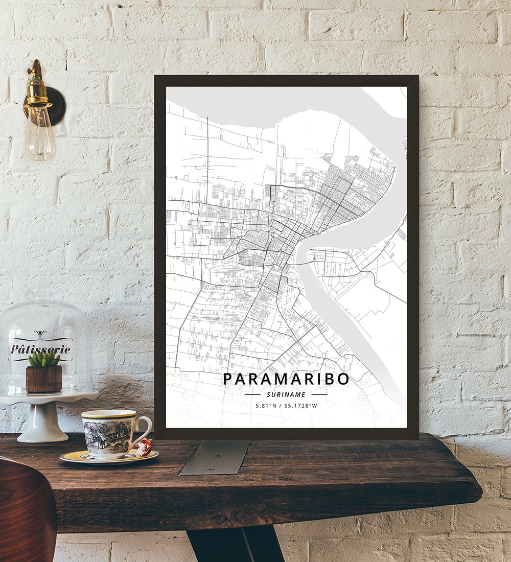 Paramaribo Suriname Map Poster