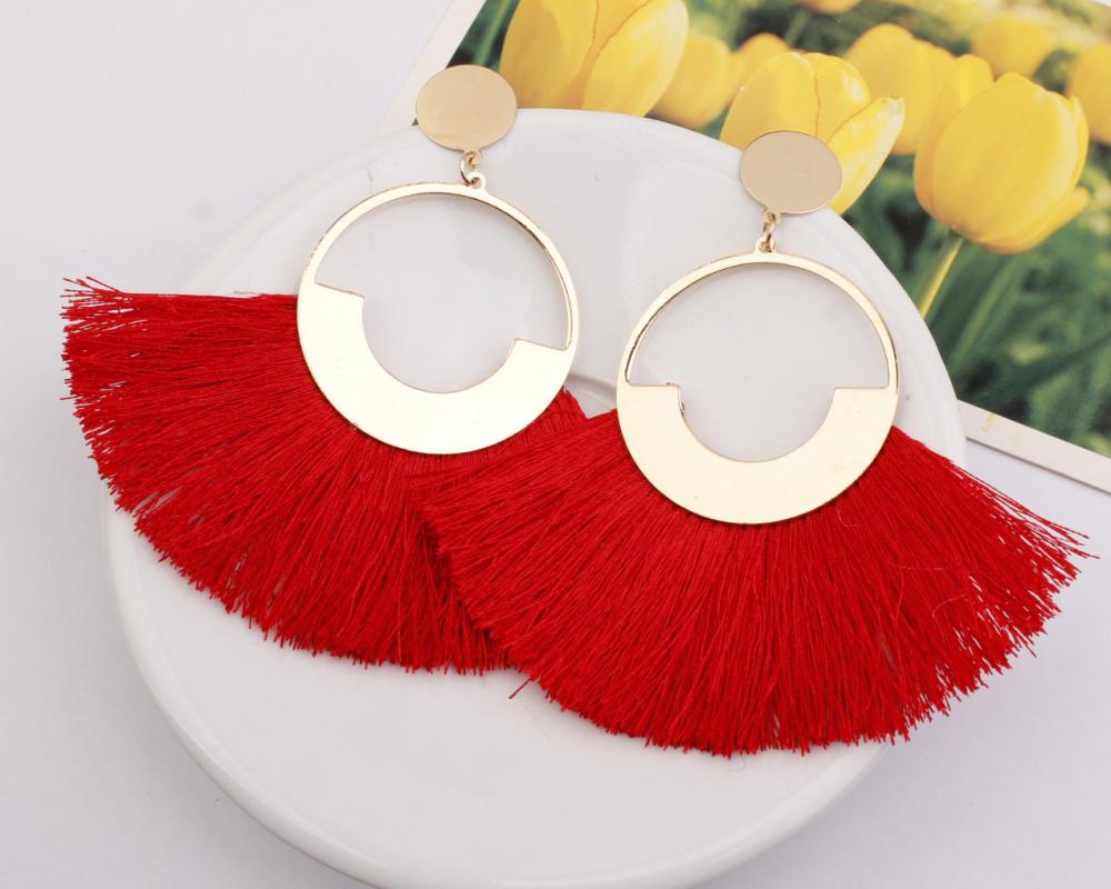 Colorful Bohemian circle Tassel Earrings Bohemian Earrings Fashion flower V-shaped long for women and girls