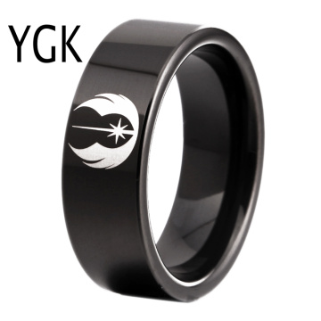 Free Shipping YGK JEWELRY Hot Sales 8MM Black Pipe Star Wars JEDI The New Men's Tungsten Carbide Wedding Rings