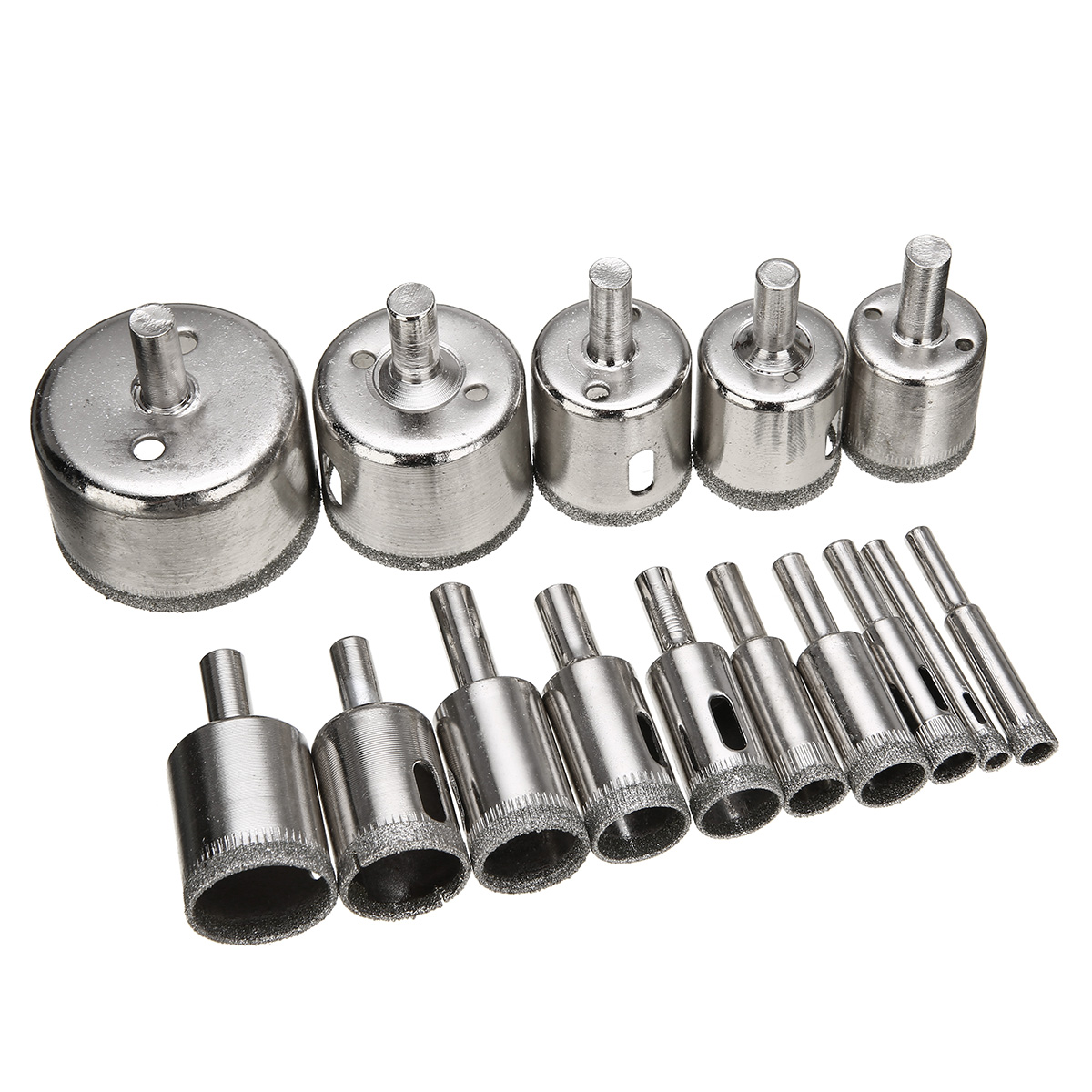 15pcs Diamond Coated Drill Bit Set Tile Marble Glass Ceramic Hole Saw Drilling Bits For Power Tools 6mm-50mm