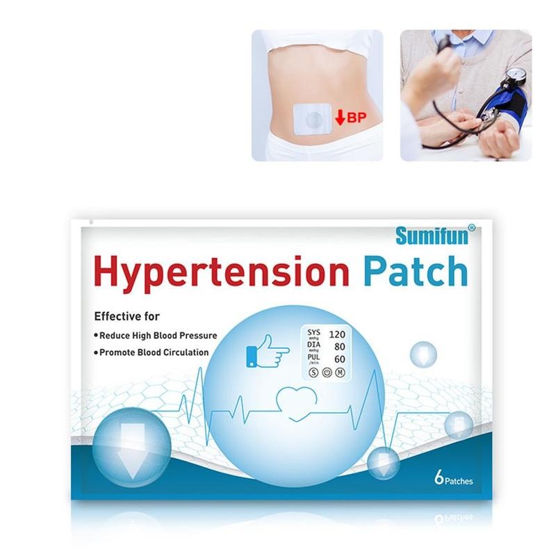 6pcs Hypertension Patch Herbal Reduce High Blood Pressure Clean Blood Vessel Plaster Hypertension Care Products Health Care