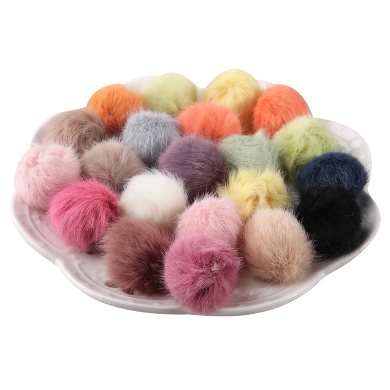 30pcs 3cm DIY Pompon Imitation Mink Fur Ball Pompoms for Ring Keychain Shoes Hat Fluffy Pom Pom DIY Crafts Accessories Material