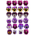 24 Purple Pansies Flower Edible Cake Topper Wafer Rice Paper Cupcake Topper Wedding Baby Shower Birthday Cake Decoration Supply