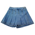 Summer girls denim shorts baby skirts with horts kids fake skirt children bottoms fashion pleated ruched jeans 1 to 7 yrs