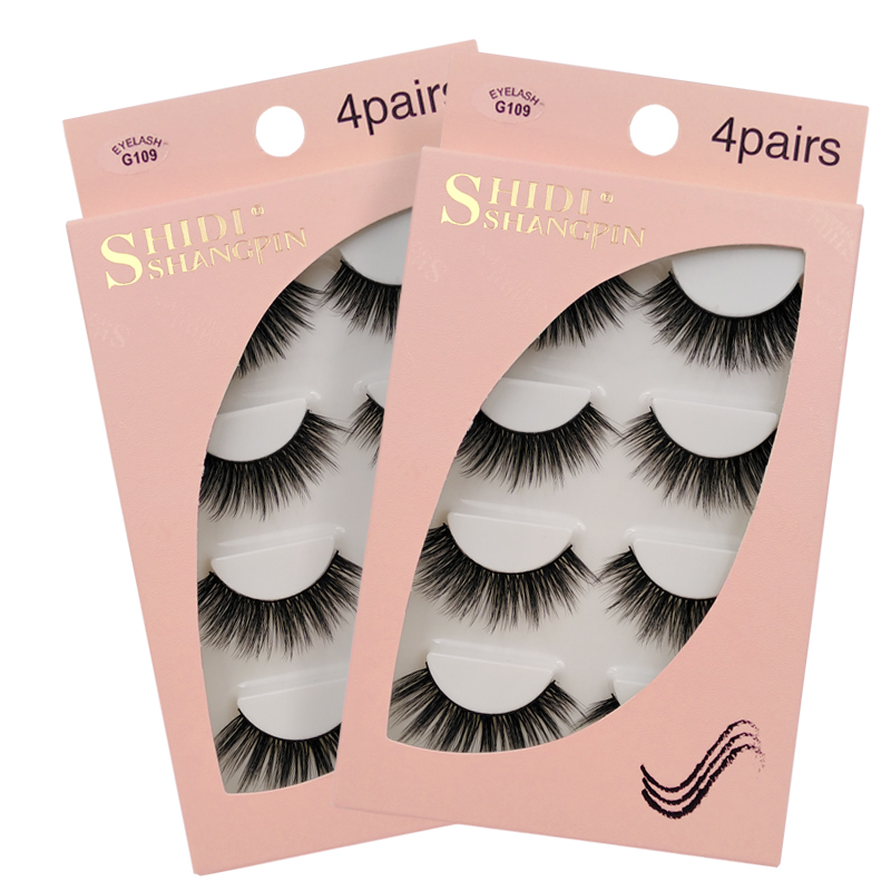 SHIDISHANGPIN Natrual 3D Mink False Eyelashes 4 Pairs Make up Full Strip Lashes 3D Mink Lashes Fluffy faux cils Soft Maquiagem