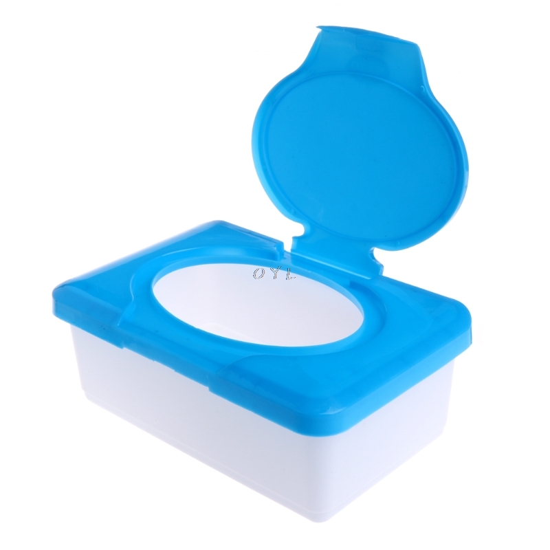 Dry Wet Tissue Paper Case Baby Wipes Napkin Storage Box Plastic Holder Container blue