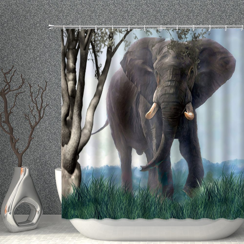 Elephant Shower Curtain 3D Printing Polyester Waterproof New High Quality Bathroom Curtains With Hooks Multi-size Bath Screen