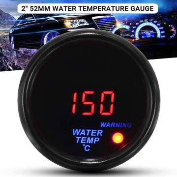 2 Inch 52mm Car Meter Water Temperature Gauge 12V 20-150 Celsius Red Digital LED Display Black Face with Sensor