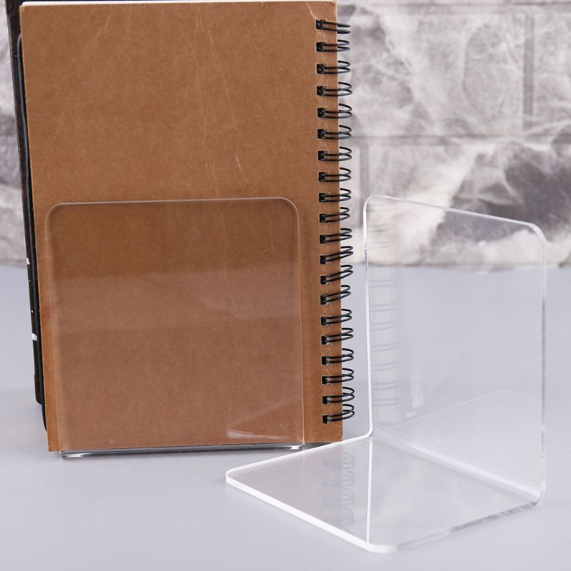 2Pcs Clear Acrylic Bookends L-shaped Desk Organizer Desktop Book Holder School Stationery Office Accessories Dropshipping
