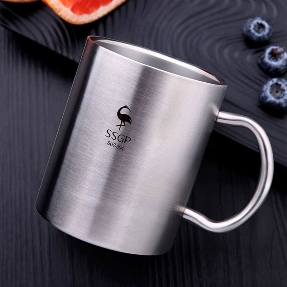 304 Stainless Steel Coffee Mug Double Layer Anti-Scald Cup Drinking/Beer/Water/Tea Anti Fall Metal Travel Tumbler High Quality