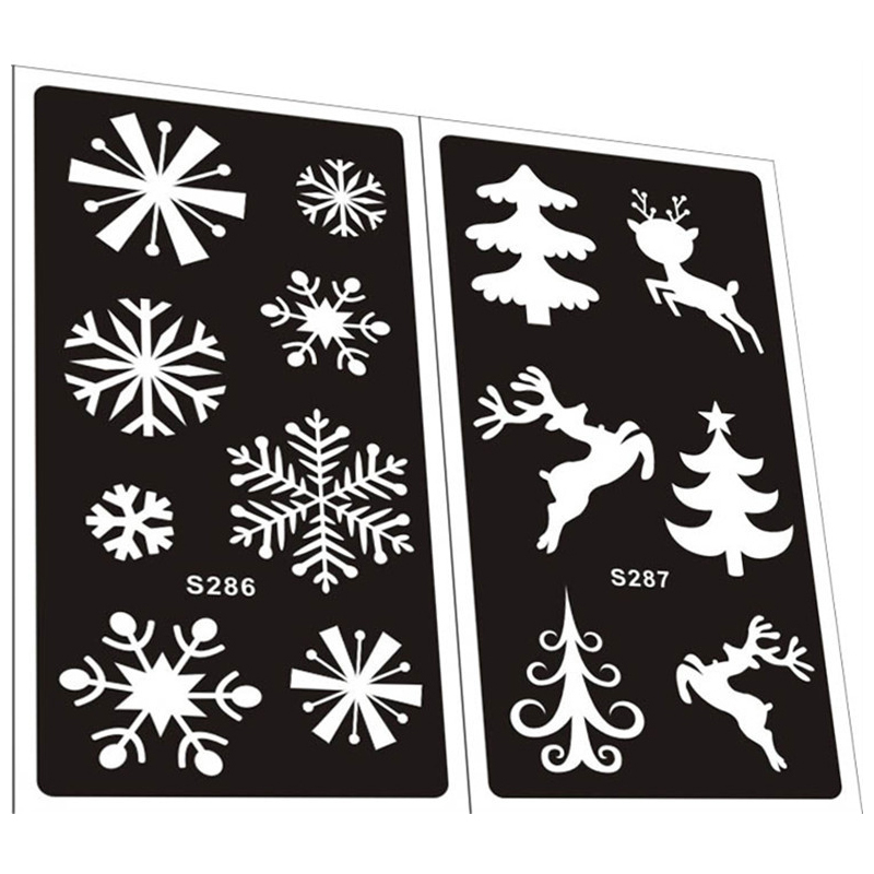 6Pcs/Set Glitter Tattoo Stencils Template Children Tattoo Bady Temporary Templates For Christmas Xmas Painting Snow Santa Claus