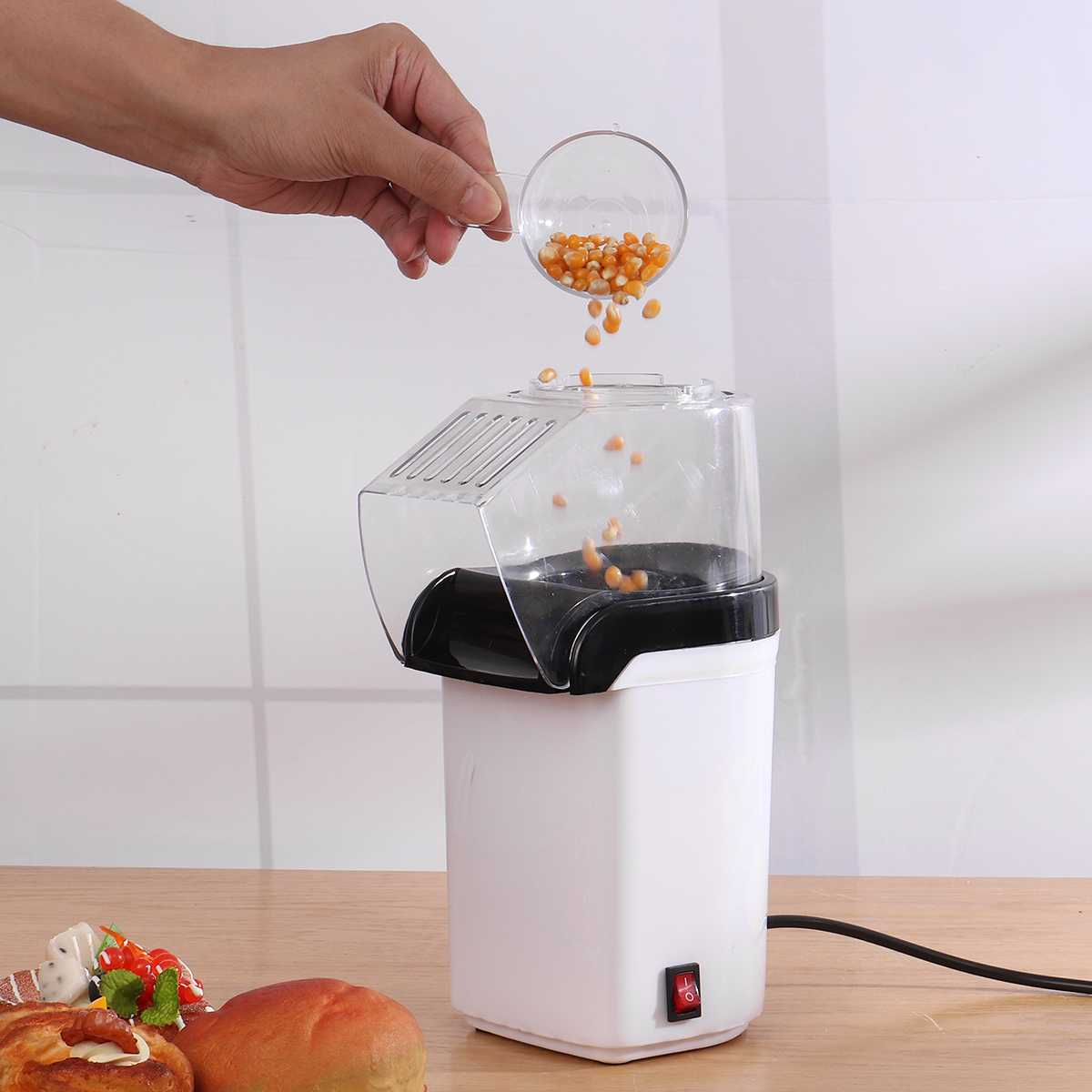 1200W Mini Electric Popcorn Maker Home Hot Air Tabletop Party Snack Oil-Free Household Kitchen Popcorn Machine Corn Popper